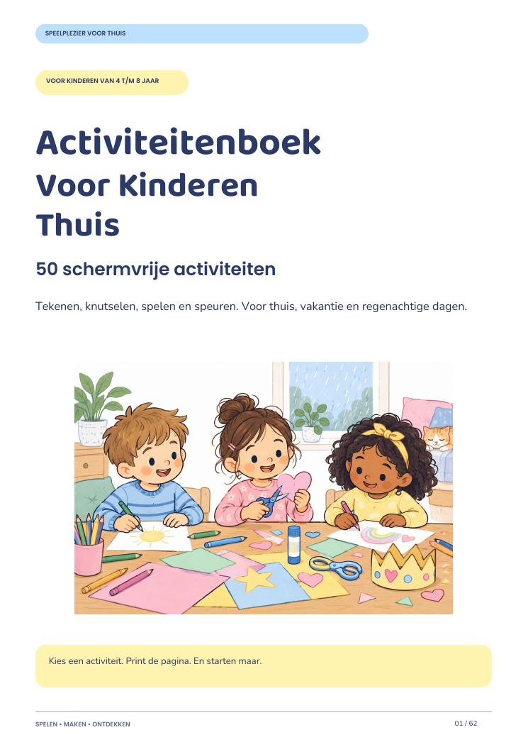 Voorkant van het Activiteitenboek Voor Kinderen Thuis